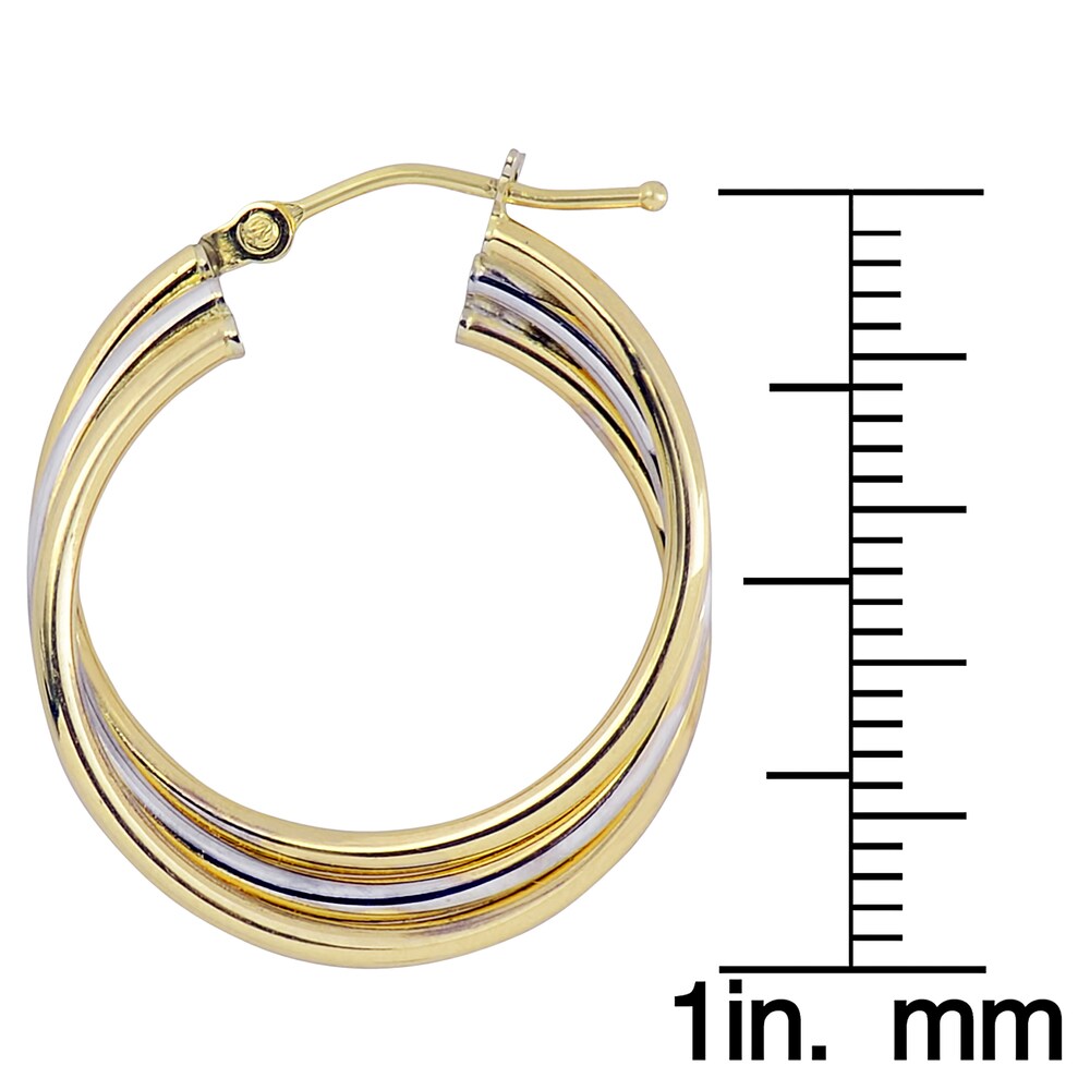 Fremada Women's 10k Two-tone Gold High Polish Overlapping Triple Hoop Earrings