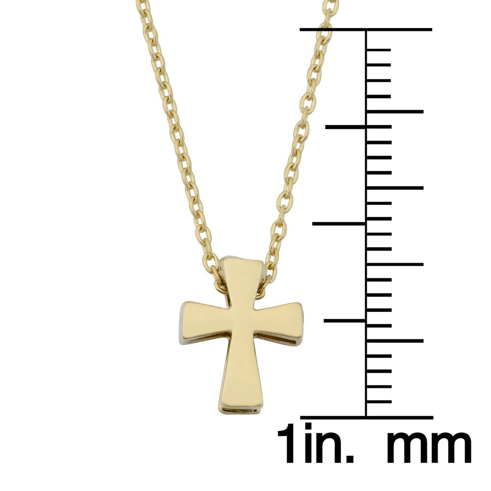 Fremada 10k Yellow Gold High Polish Small Cross Adjustable Length Necklace