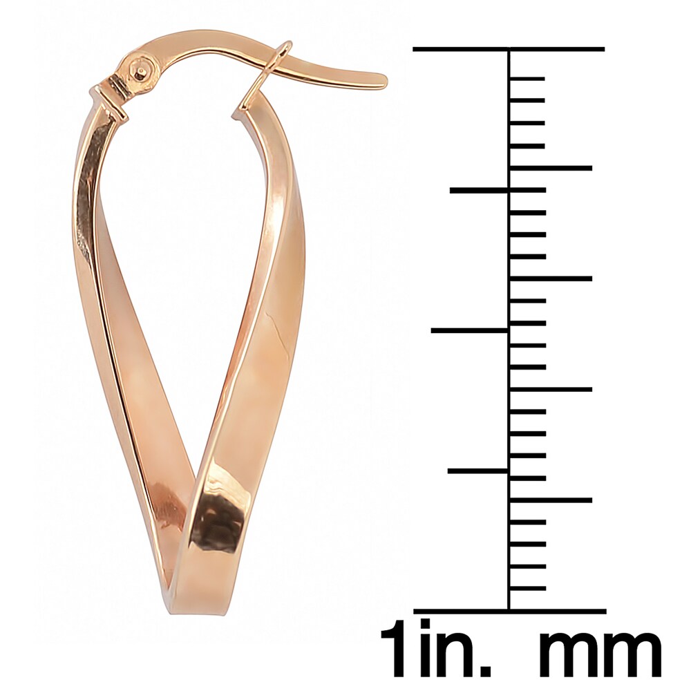 Fremada Italian 14k Gold High Polish Twist Oval Hoop Earrings (rose gold or yellow gold)