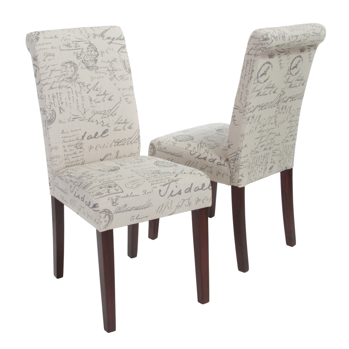 French Beige Printed Linen Dining Chair (Set of 2) by Christopher Knight Home