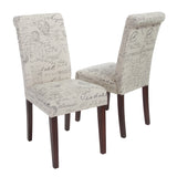 French Beige Printed Linen Dining Chair (Set of 2) by Christopher Knight Home