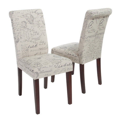 French Beige Printed Linen Dining Chair (Set of 2) by Christopher Knight Home