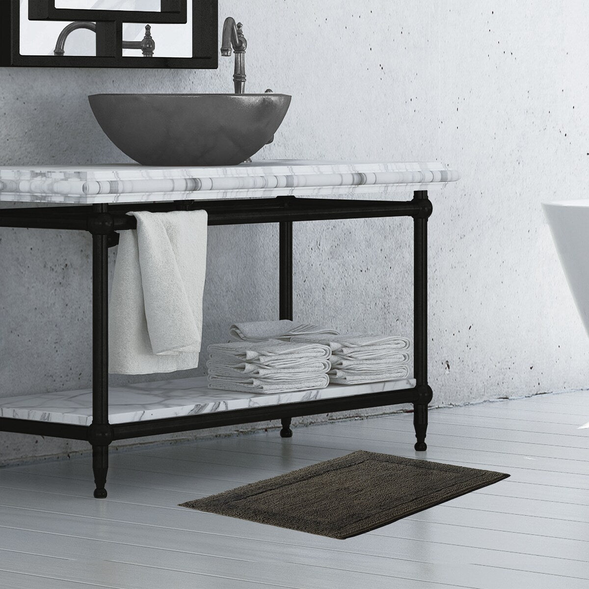 French Connection Stonewash Cotton Bath Rug