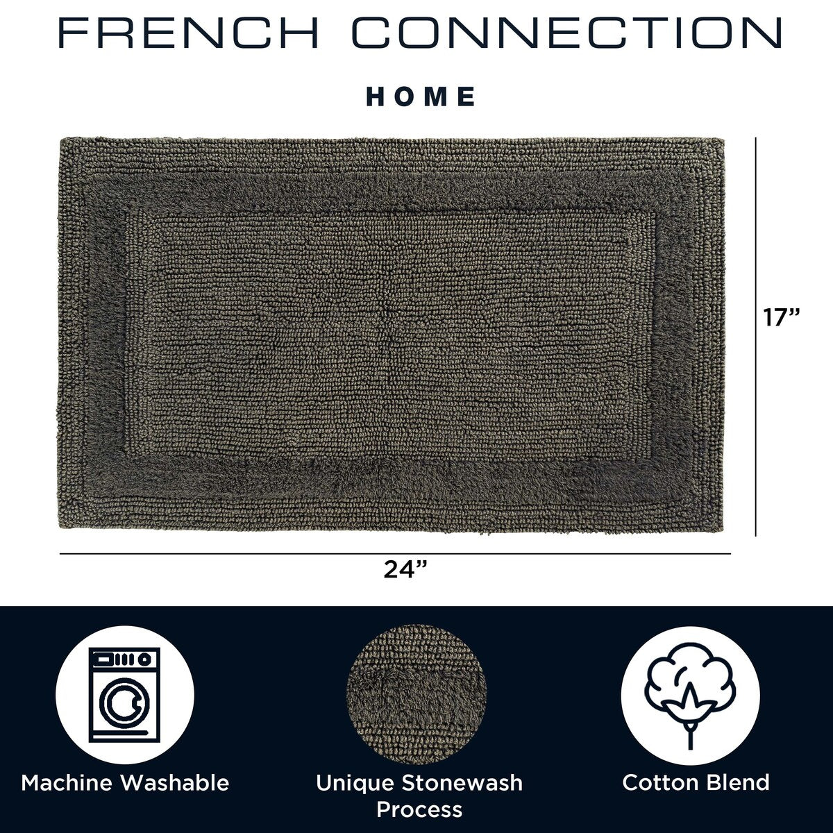 French Connection Stonewash Cotton Bath Rug