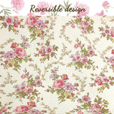 French Country Floral Blooming 3-Piece Cotton Reversible Quilt Bedding Set