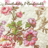 French Country Floral Blooming 3-Piece Cotton Reversible Quilt Bedding Set