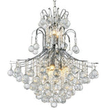 French Empire 11-light 22 in. Full Lead Crystal Chrome Finish Chandelier - Medium Chandelier - Medium Chandelier