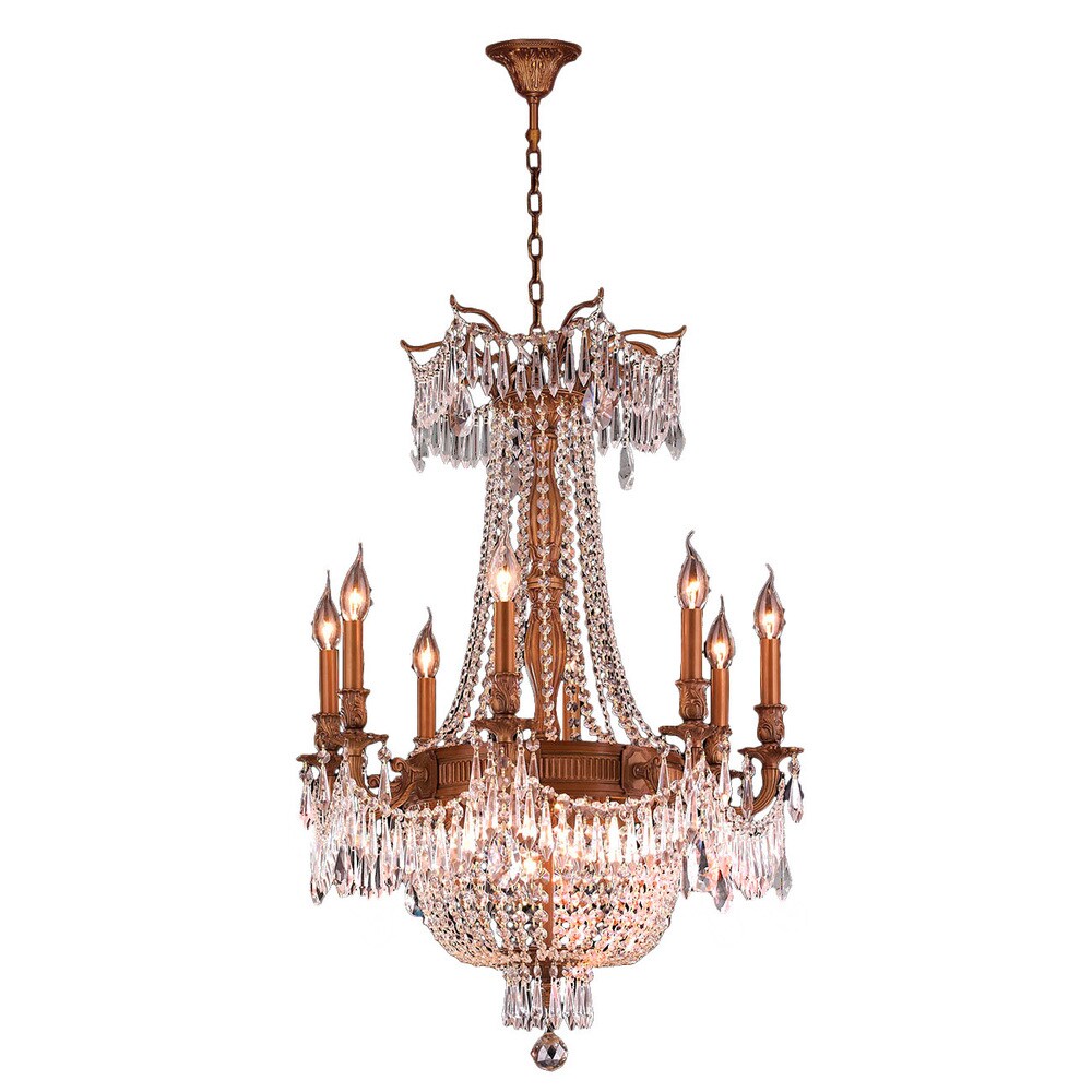 French Empire Basket Style Collection Collection 12 Light French Gold Finish and Clear Crystal Chandelier 24" D x 31" H Large