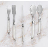 French Home Laguiole 20 Piece Stainless Steel Flatware Set, Service for 4, Pearl White