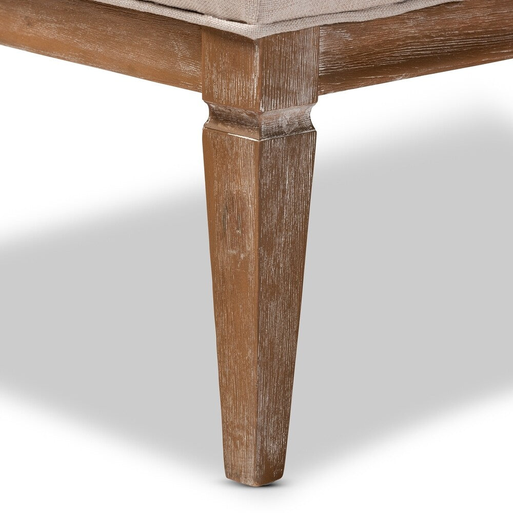 French Provincial Beige Linen Fabric Upholstered Accent Barrel Chair