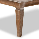 French Provincial Beige Linen Fabric Upholstered Accent Barrel Chair