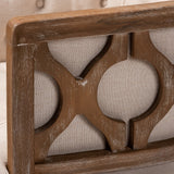 French Provincial Beige Linen Fabric Upholstered Accent Barrel Chair