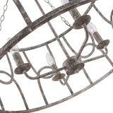 French Vintage Farmhouse Drum Meredith Chandelier with Washed Gray - 25