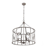 French Vintage Farmhouse Drum Meredith Chandelier with Washed Gray - 25