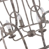 French Vintage Farmhouse Drum Meredith Chandelier with Washed Gray - 25