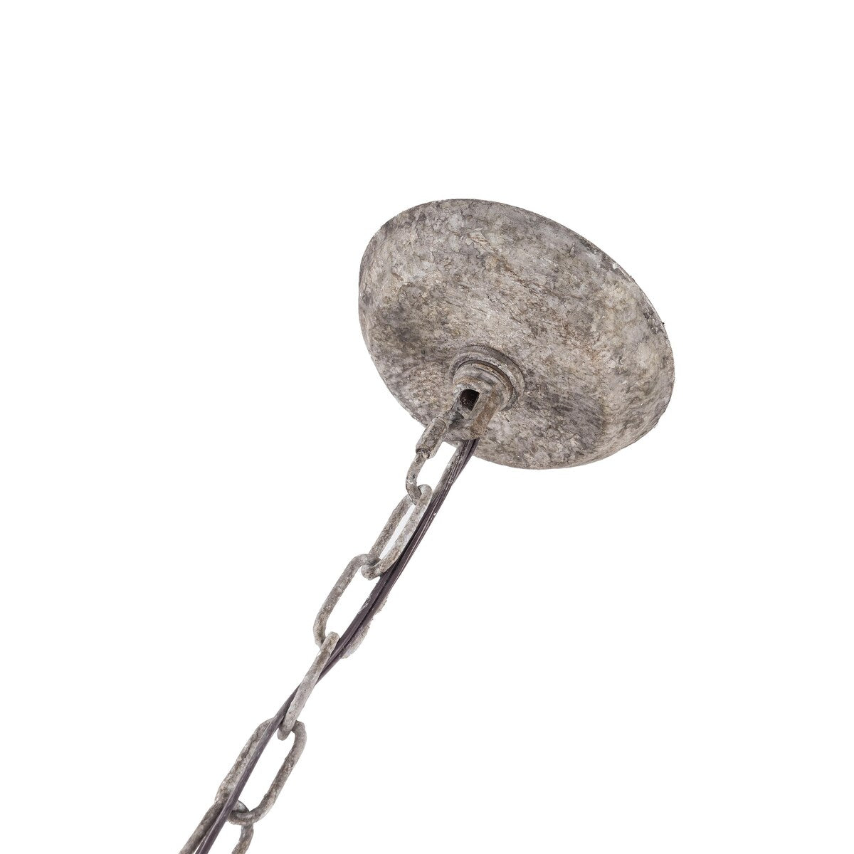 French Vintage Farmhouse Drum Meredith Chandelier with Washed Gray - 25