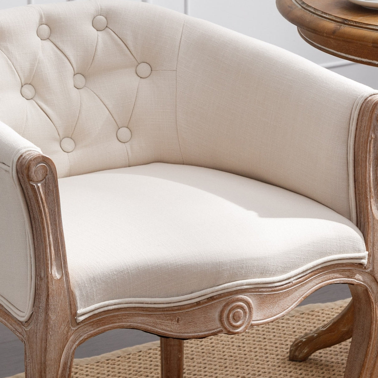 French Vintage Upholstered Accent Chair for Living Room