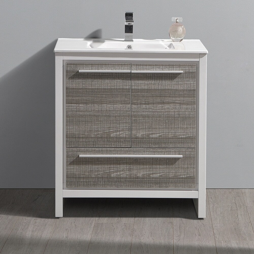 Fresca Allier Rio 30" Ash Gray Modern Bathroom Cabinet w/ Sink