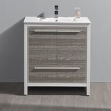 Fresca Allier Rio 30" Ash Gray Modern Bathroom Cabinet w/ Sink