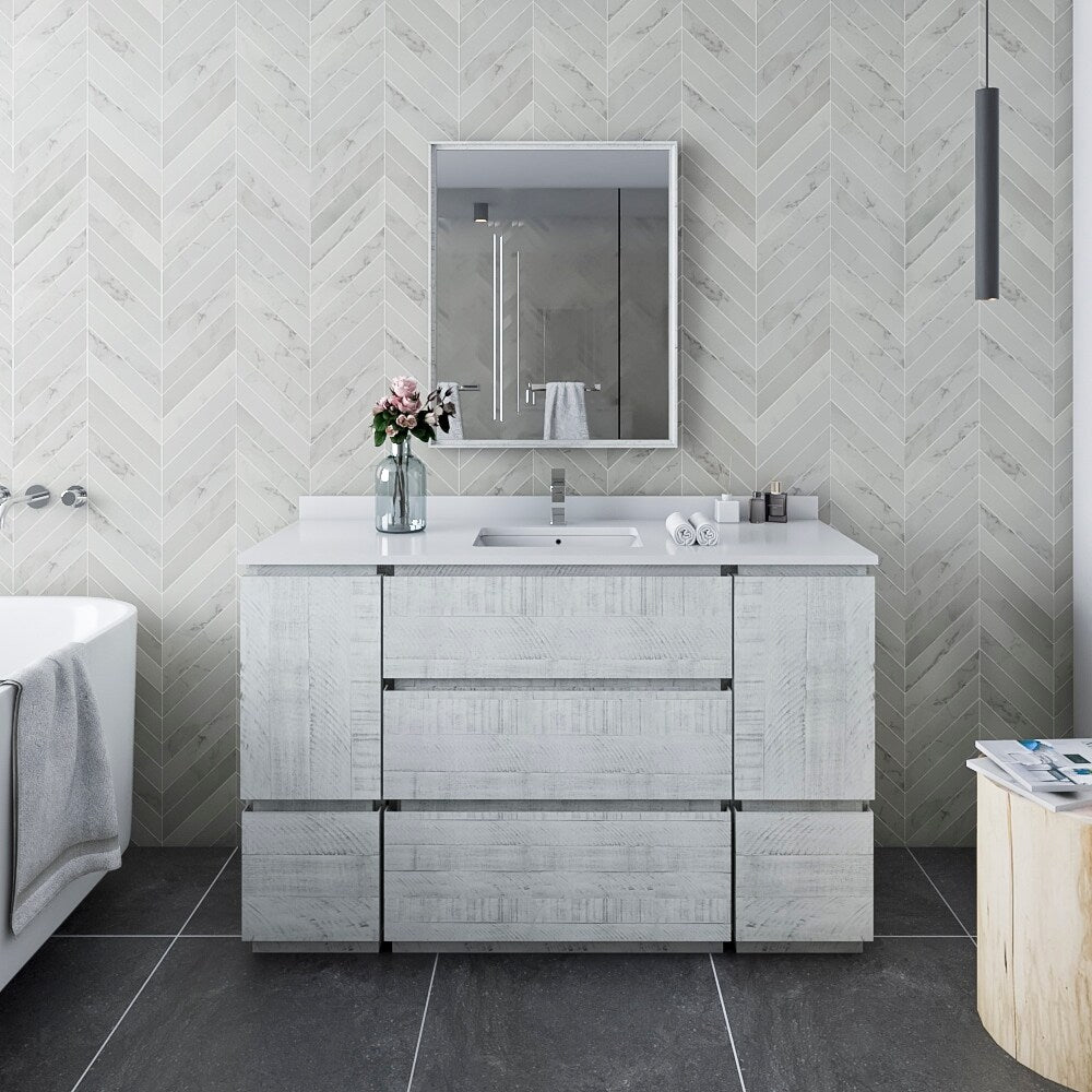 Fresca Formosa 54" Bathroom Vanity with Mirror in Rustic White - 54