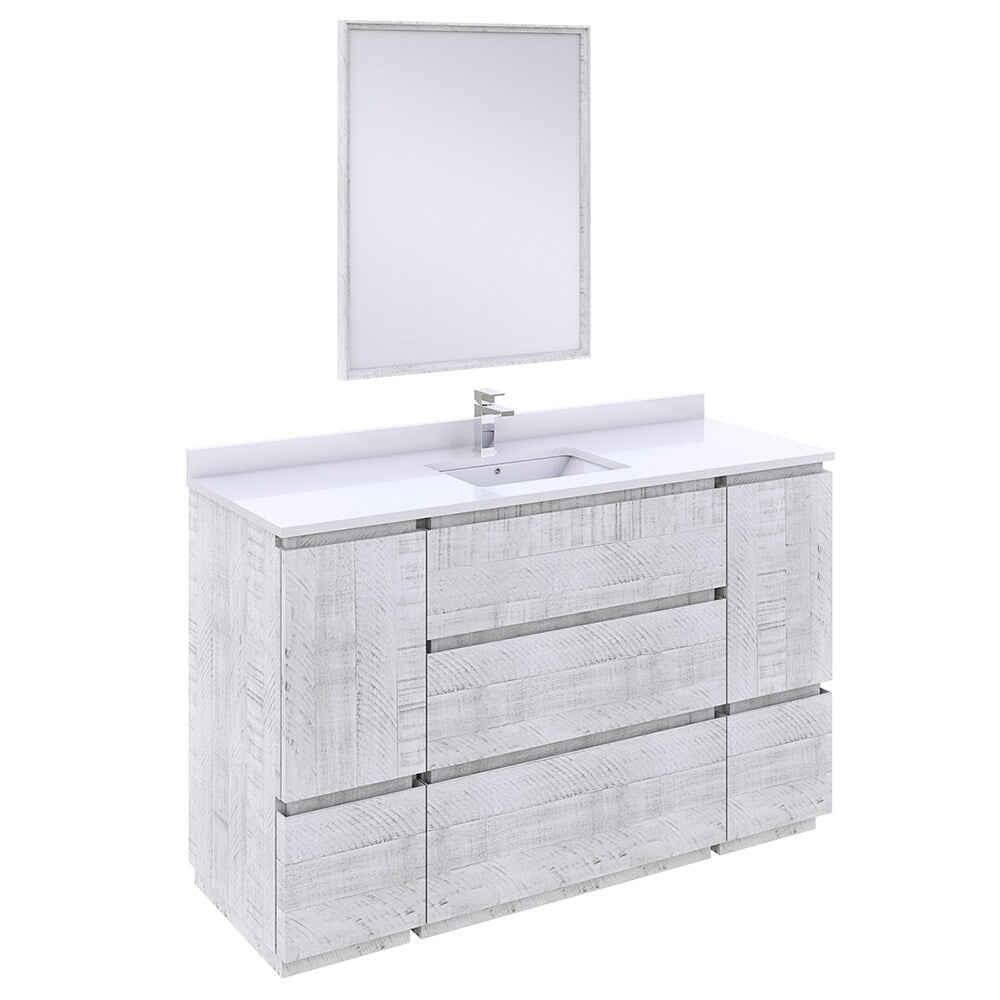 Fresca Formosa 54" Bathroom Vanity with Mirror in Rustic White - 54