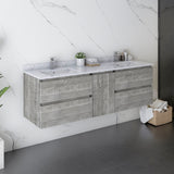 Fresca Formosa 60" Double Sink Bathroom Cabinet w/ Top & Sinks in Ash - 60