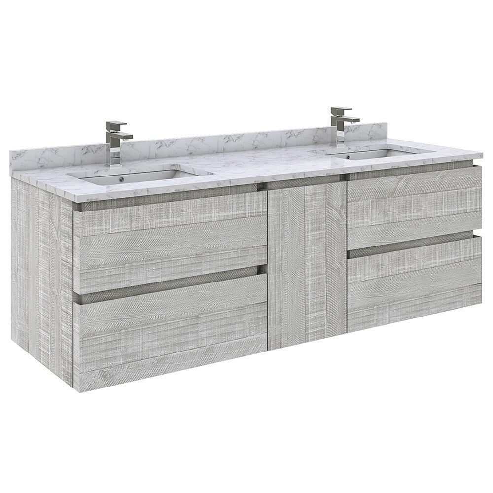 Fresca Formosa 60" Double Sink Bathroom Cabinet w/ Top & Sinks in Ash - 60