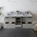 Fresca Formosa 60" Double Sink Bathroom Cabinet w/ Top & Sinks in Ash - 60