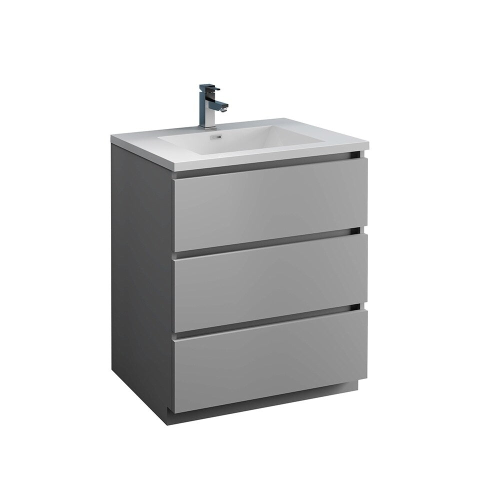 Fresca Lazzaro 30" Gray Free Standing Modern Bathroom Cabinet w/ Integrated Sink