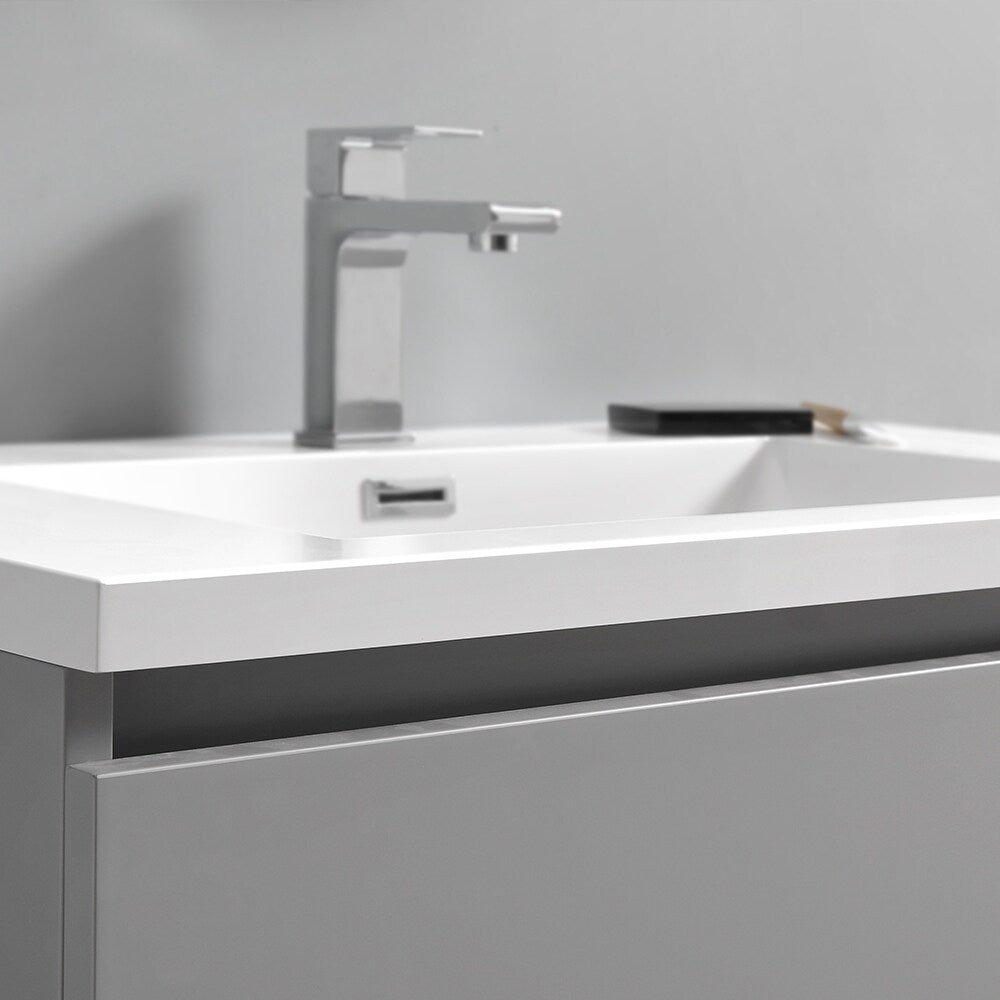 Fresca Lazzaro 30" Gray Free Standing Modern Bathroom Cabinet w/ Integrated Sink