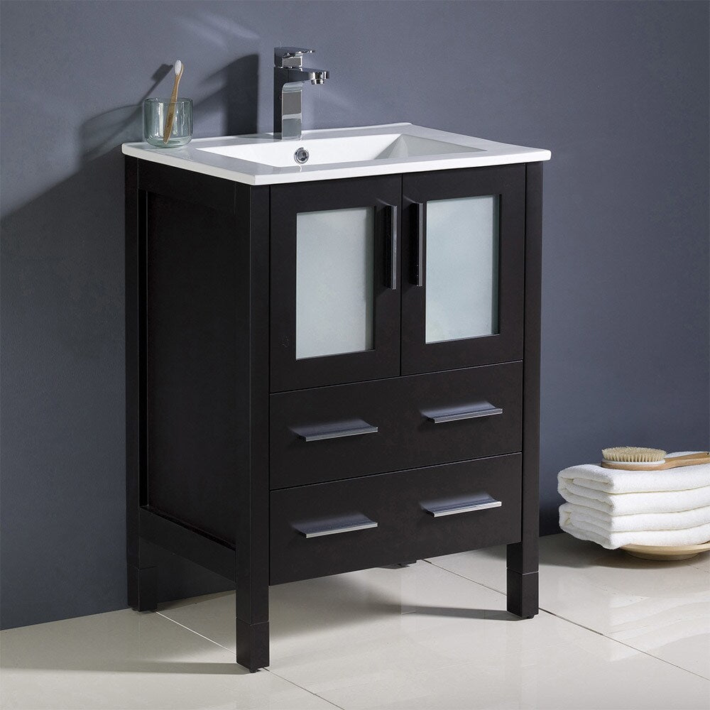 Fresca Torino Black Wood 24-inch Bathroom Cabinet and Sink