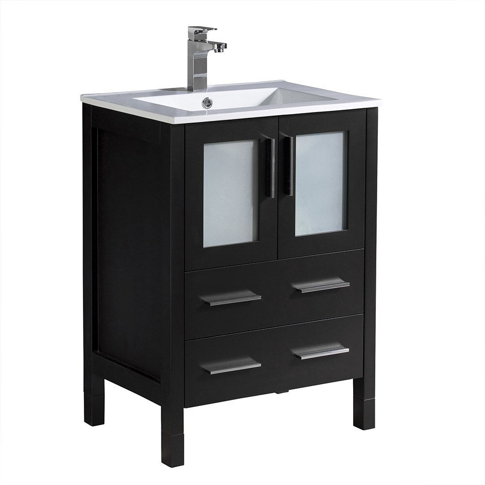 Fresca Torino Black Wood 24-inch Bathroom Cabinet and Sink