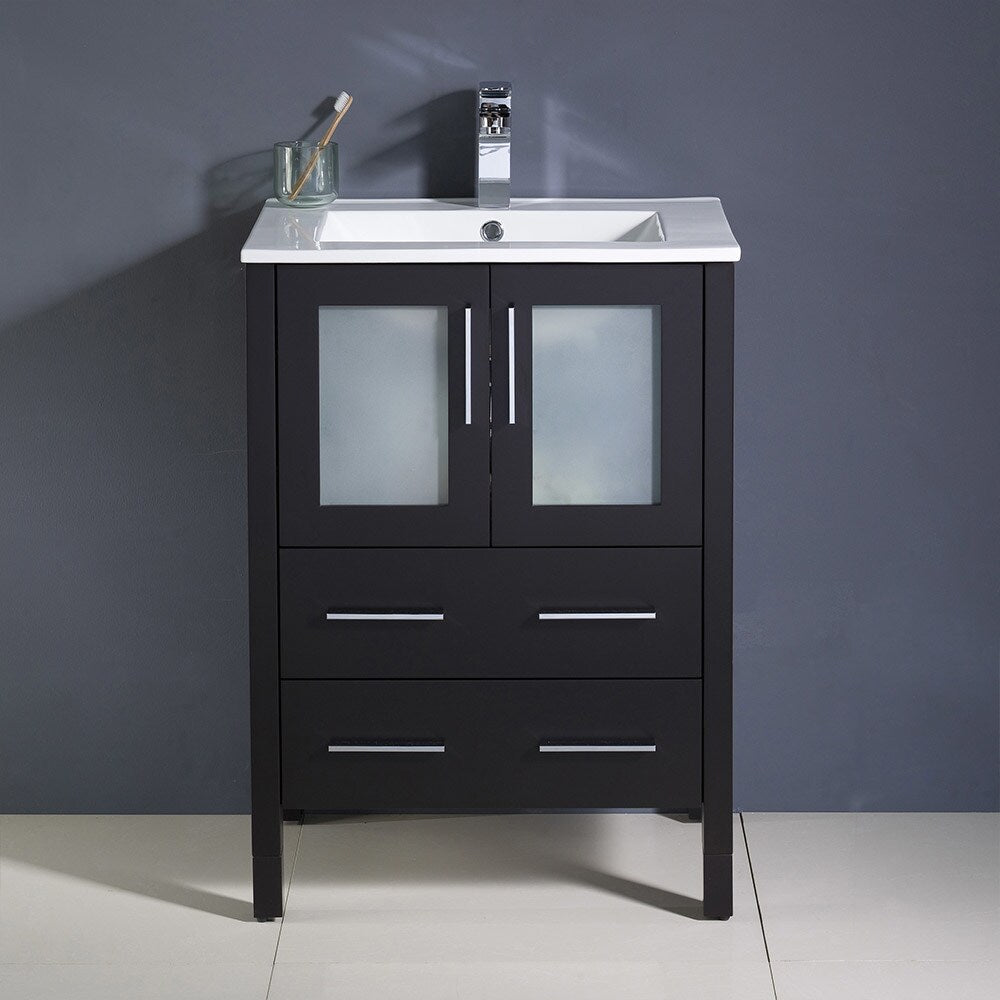Fresca Torino Black Wood 24-inch Bathroom Cabinet and Sink