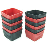 Freshware 12-Pack Mini Square Silicone Reusable Baking Cup - Multicolor