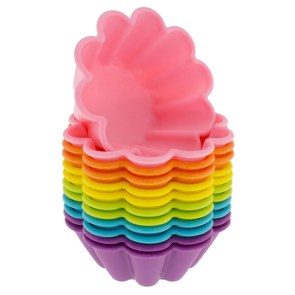 Freshware 12-pack Silicone Flower Reusable Cupcake and Muffin Baking Cup