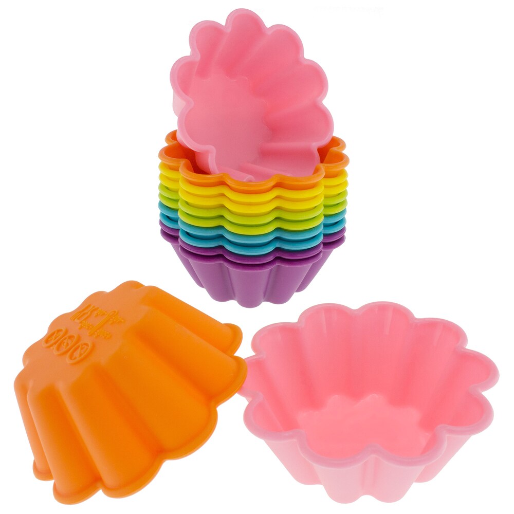 Freshware 12-pack Silicone Flower Reusable Cupcake and Muffin Baking Cup