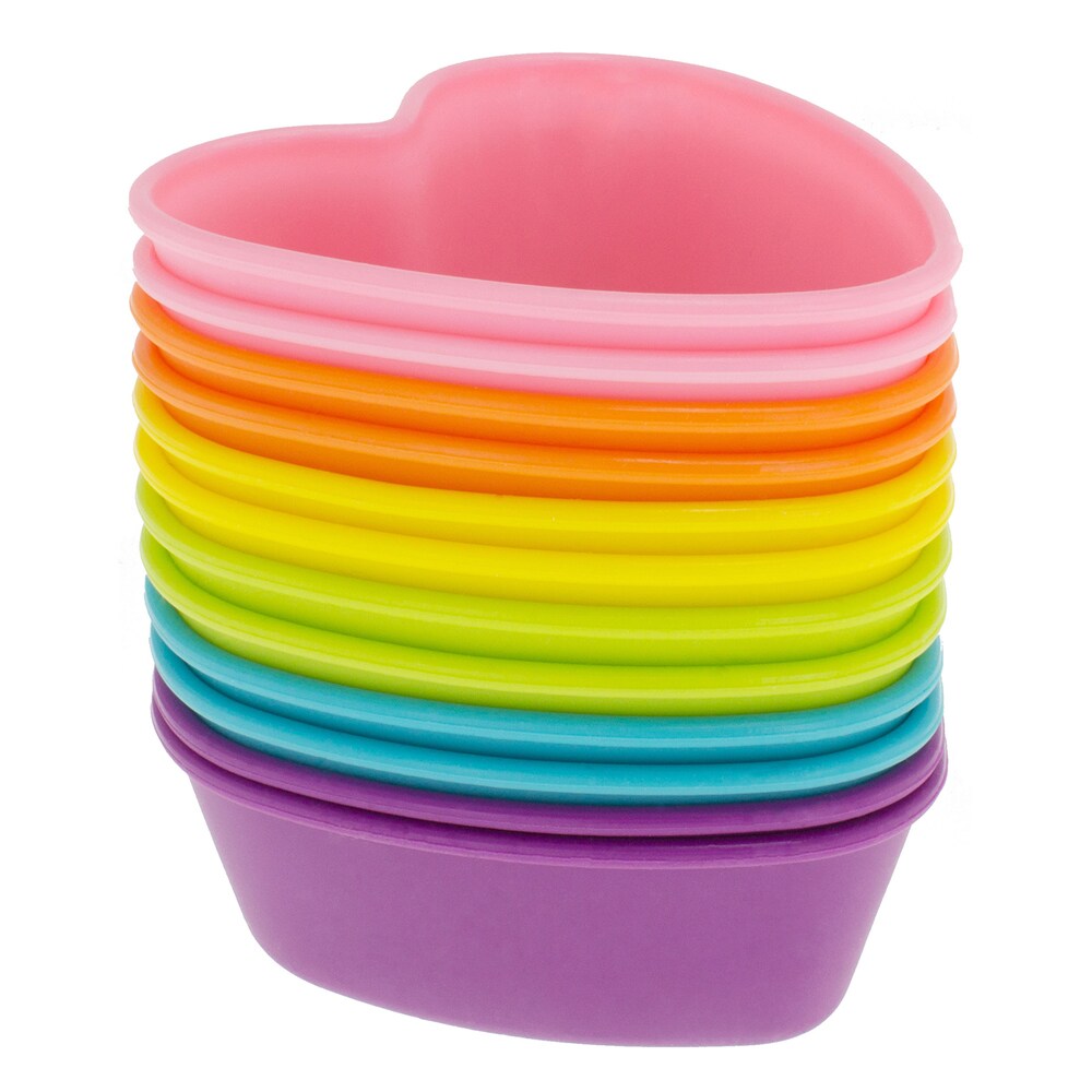 Freshware 12-pack Silicone Heart Reusable Cupcake and Muffin Baking Cup