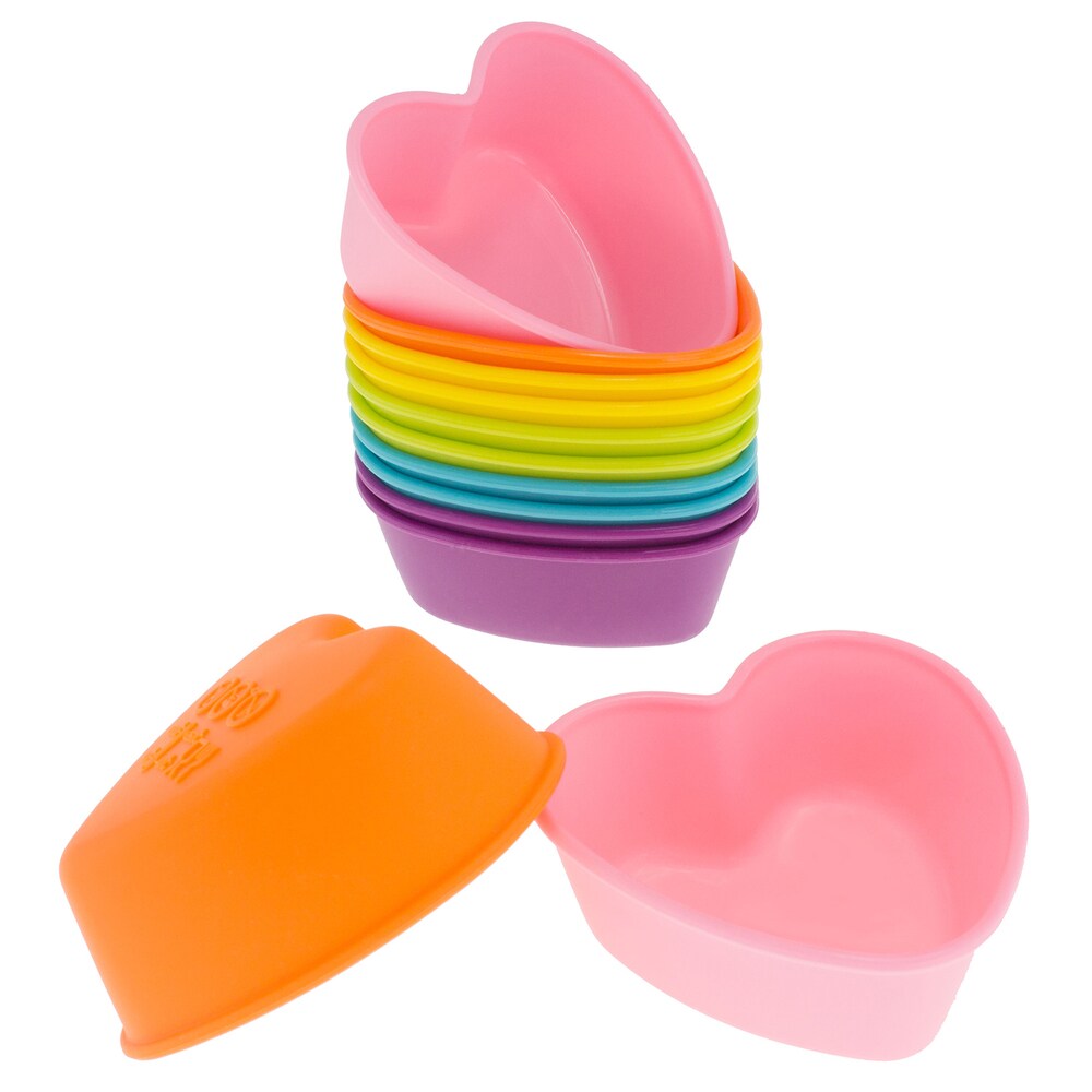 Freshware 12-pack Silicone Heart Reusable Cupcake and Muffin Baking Cup