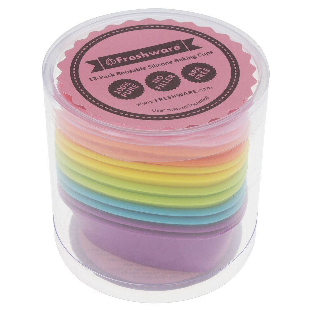Freshware 12-pack Silicone Heart Reusable Cupcake and Muffin Baking Cup