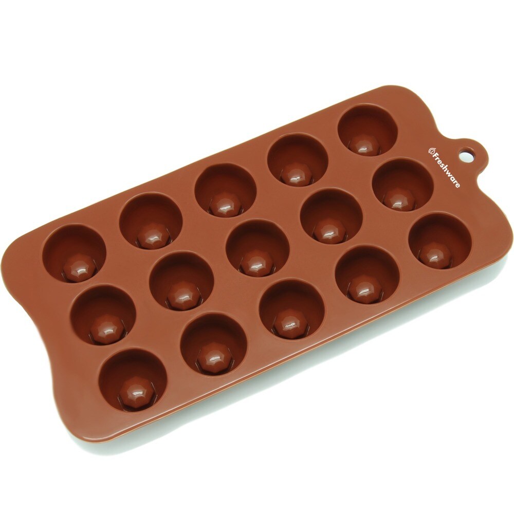Freshware Brown 15-cavity Round Chocolate and Candy Silicone Mold
