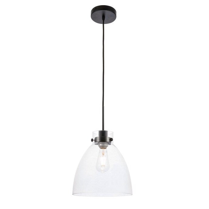 Frey 1 light Black and Clear glass pendant - One Size
