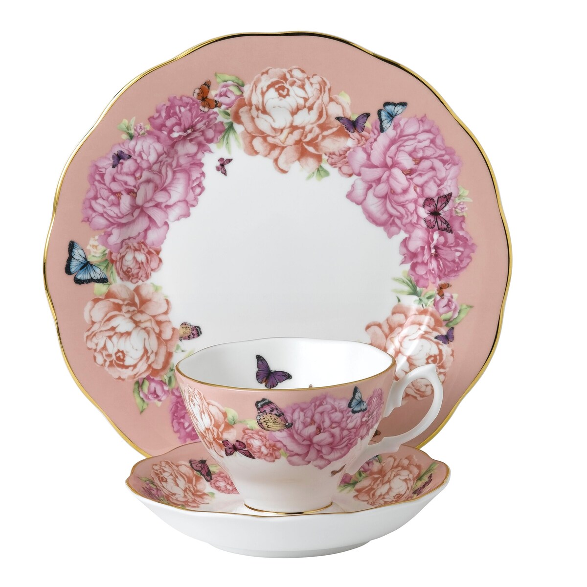 Royal Albert Miranda Kerr Friendship 3Pc Set Teacup, Saucer & Plate 8" Hope, Coral