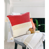 Sevita Fringe Festival Raspberry Color Block Throw Pillow