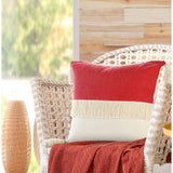 Sevita Fringe Festival Raspberry Color Block Throw Pillow