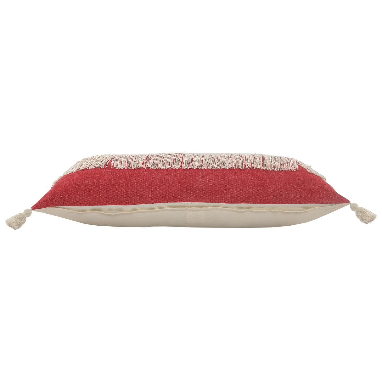 Sevita Fringe Festival Raspberry Color Block Throw Pillow