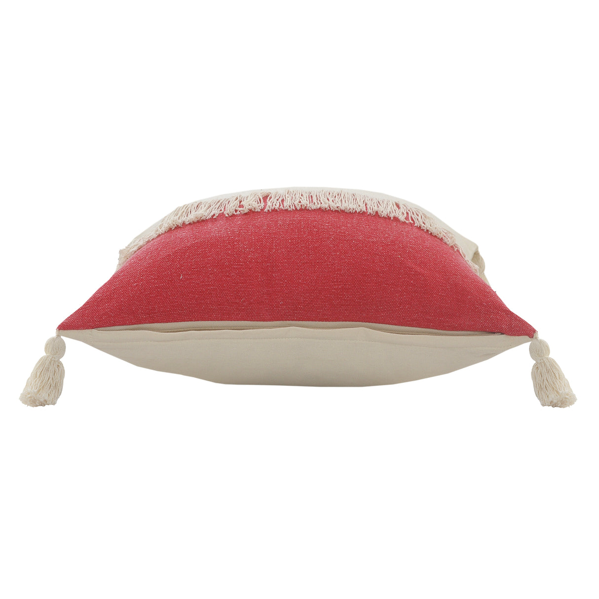 Sevita Fringe Festival Raspberry Color Block Throw Pillow
