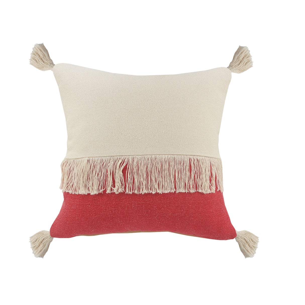 Sevita Fringe Festival Raspberry Color Block Throw Pillow