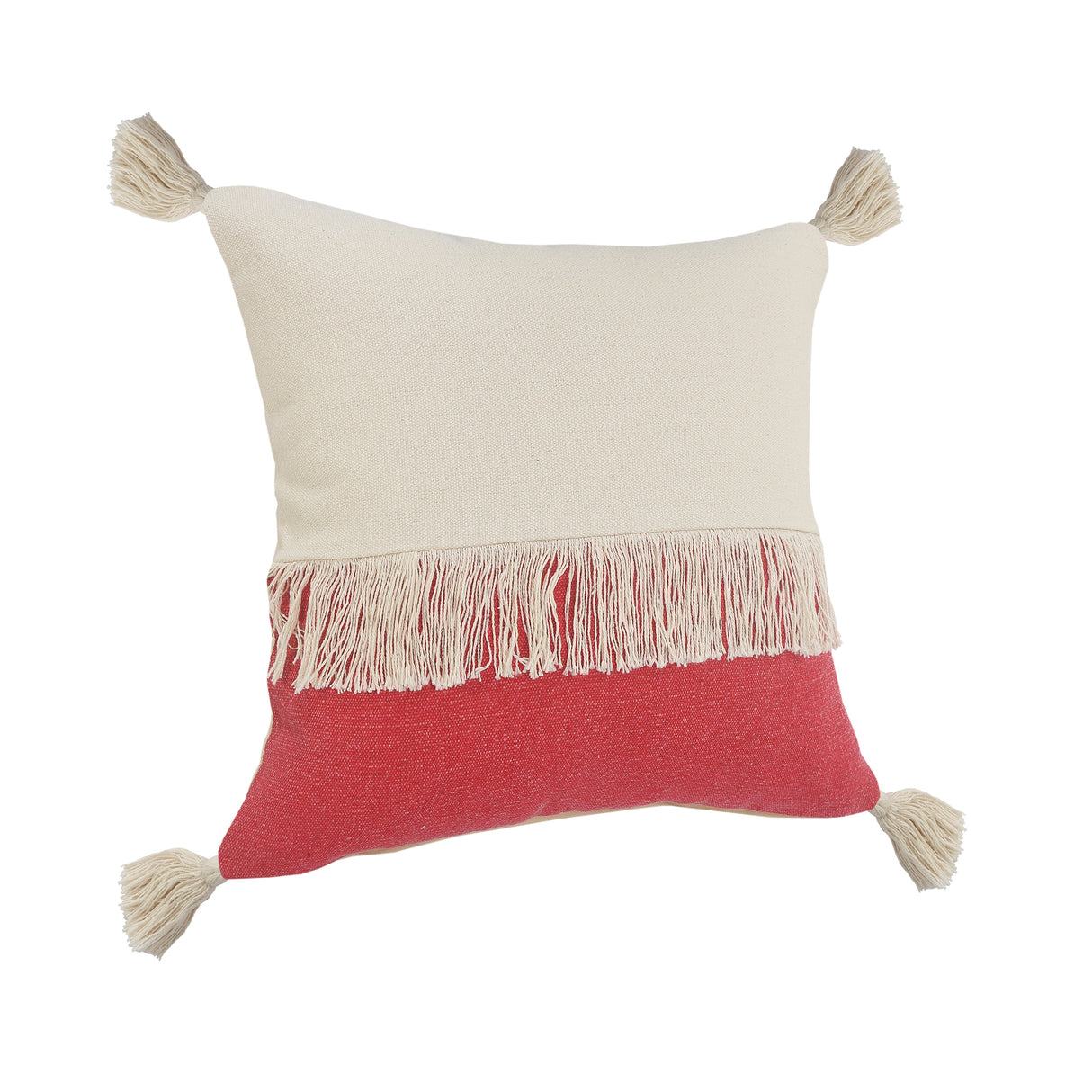 Sevita Fringe Festival Raspberry Color Block Throw Pillow