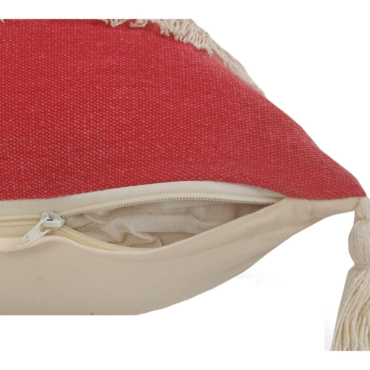 Sevita Fringe Festival Raspberry Color Block Throw Pillow