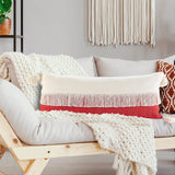 Sevita Fringe Festival Raspberry Color Block Throw Pillow